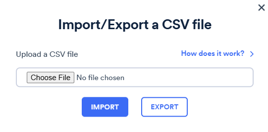 Screenshot of choose CSV file